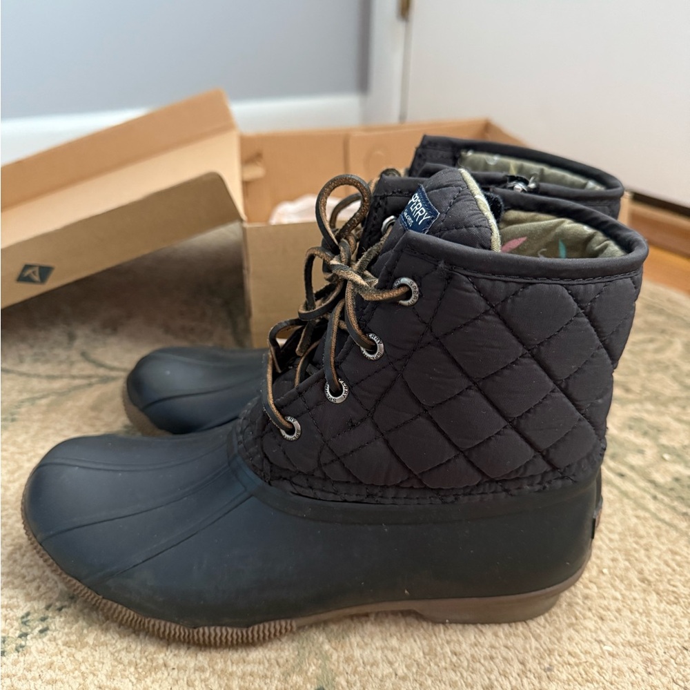 Sperry Black Quilted Duck Boots